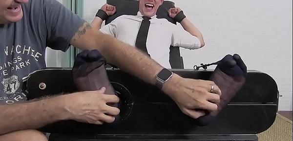  Business gay restrained by foot fetish dominant master